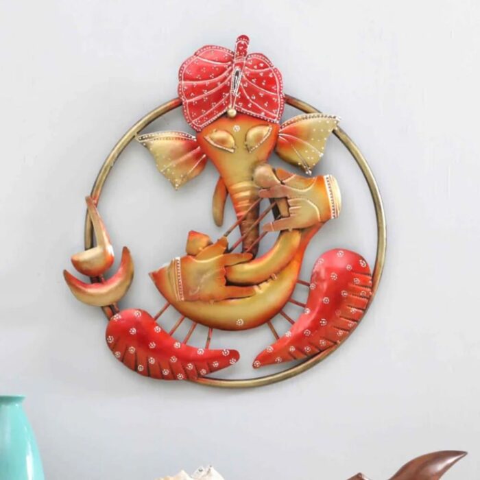 Ganesha Vadak Multicolor Metal Wall Art - Image 1