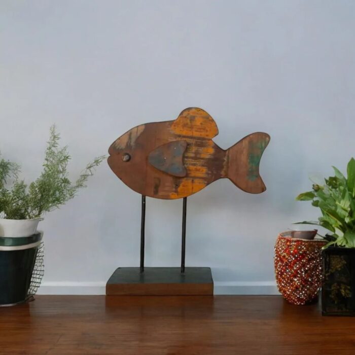 Recycled Wooden Standing Fish - Image 1