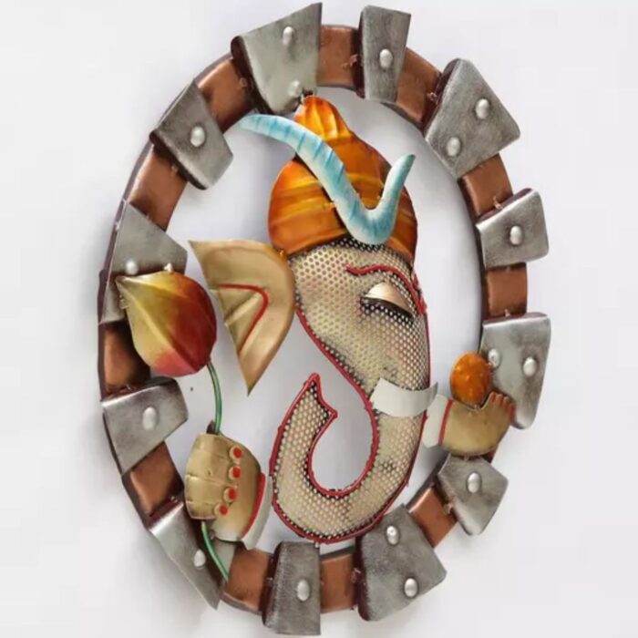 Metal Wall Art Ganesha Ladoo wall Panel WIth Led Light - Image 1