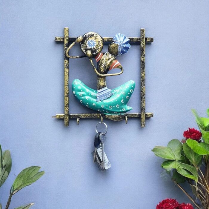 Green Musician Handpainted Hanger Key Holder - Image 1