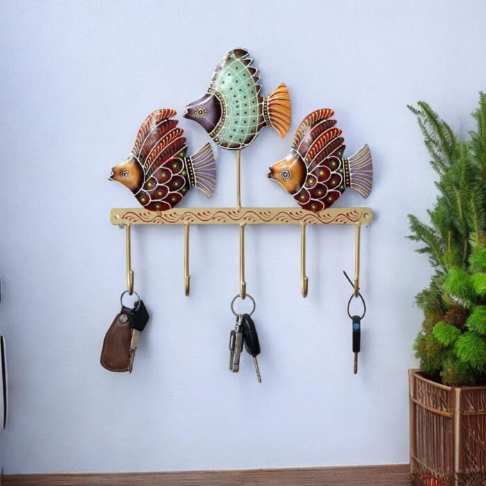 Fish Multicolour Iron Key Holder - Image 1