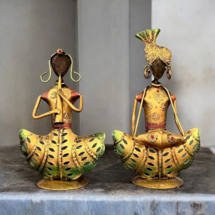 Kraphy Iron T Light Musician Table Décor Showpiece Set Of Two - Image 1