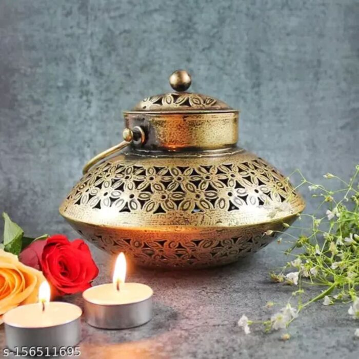 Kraphy Iron Small Handi/ Dhoop Degchi And T-light Holder - Image 1