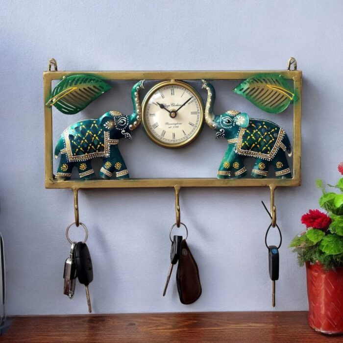 Elephant Blue Iron Key Holder - Image 1