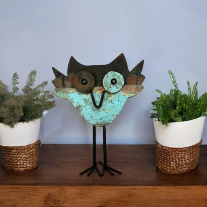 Recycled Scrap Wood And Iron Owl - Image 1
